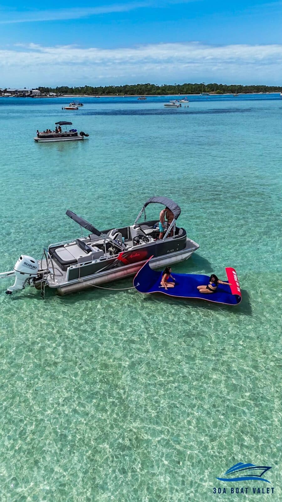 Luxury pontoon on the water off 30A